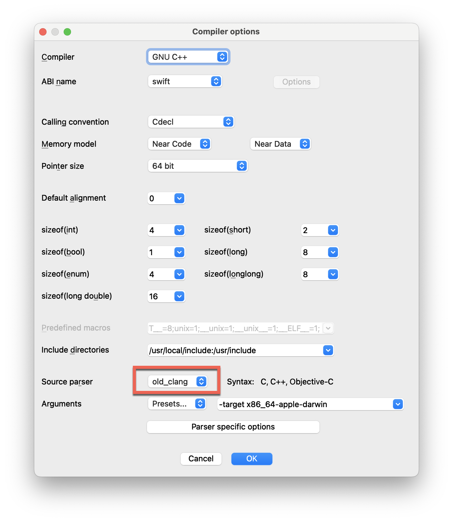 compiler options2